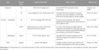 Diagnostic and therapeutic value of P2Y12R in epilepsy